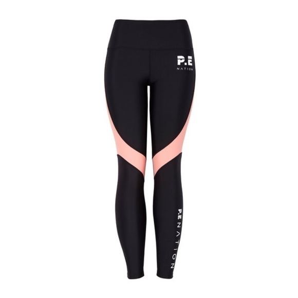 P.E Nation The Chase Leggings Black Pink White Logo Size S - Picture 1 of 8